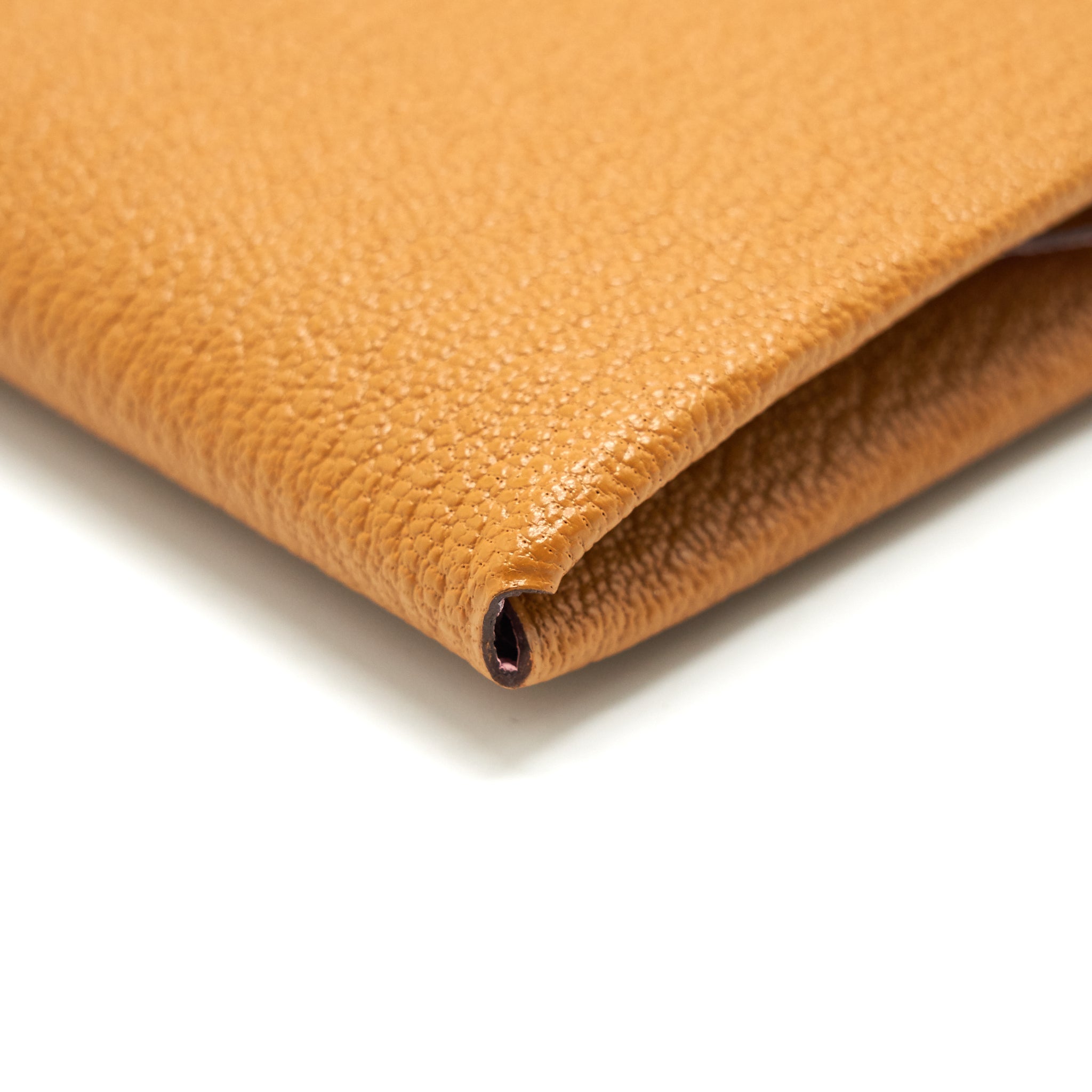 HERMES CALVI DUO CARD HOLDER CARAMEL/ ROSE SAKURA CHEVRE MYSORE LEATHER