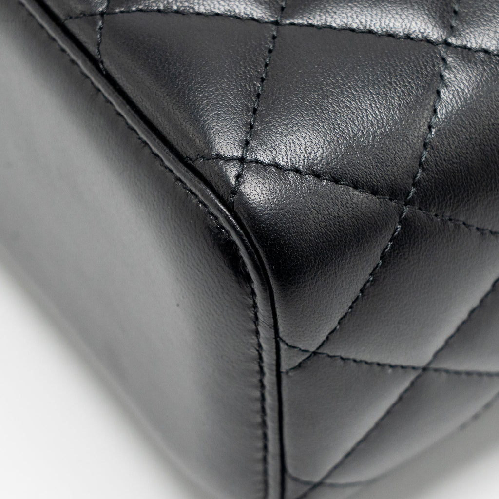 CHANEL LONG VANITY CASE WITH CHAIN LAMBSKIN BLACK LGHW