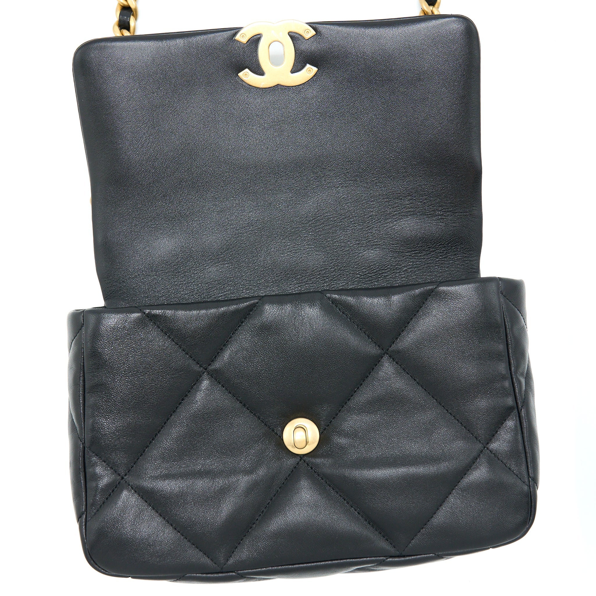 CHANEL SMALL 19 BAG LAMBSKIN BLACK MULTICOLOUR HARDWARE (MICROCHIP)