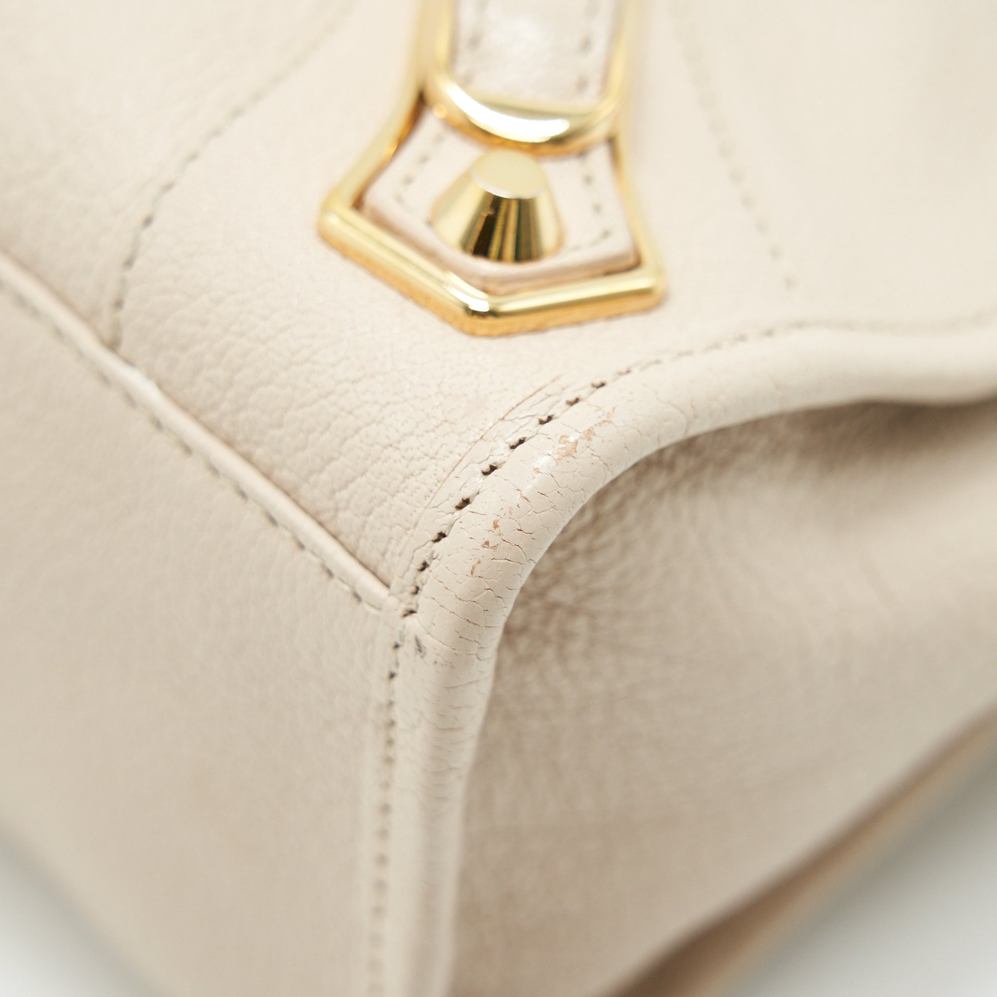 BALENCIAGA SMALL METALLIC EDGE CITY BEIGE GHW