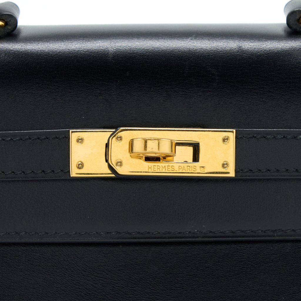 HERMES VINTAGE KELLY 20 BOX BLACK GHW
