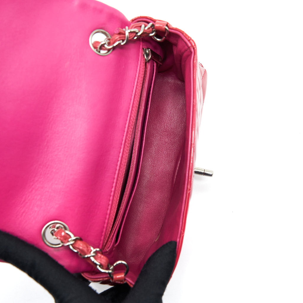 CHANEL MINI RECTANGULAR FLAP BAG PATENT PINK SHW