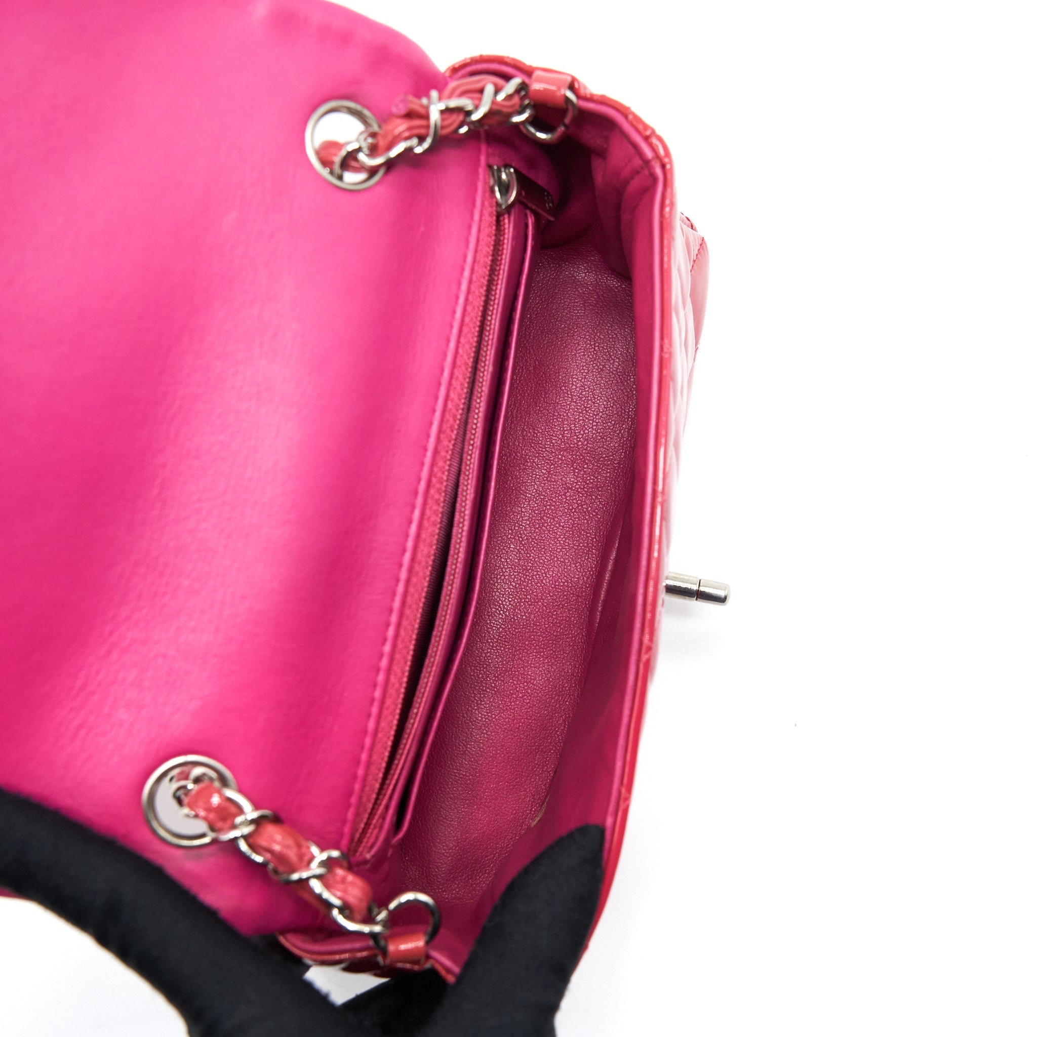 CHANEL MINI RECTANGULAR FLAP BAG PATENT PINK SHW