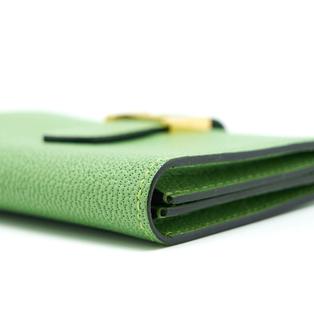 HERMES BEARN CARD HOLDER VERT CRIQUET GHW