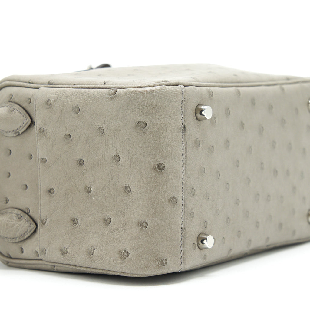 HERMES MINI LINDY OSTRICH 81 GRIS TOURTERELLE SHW