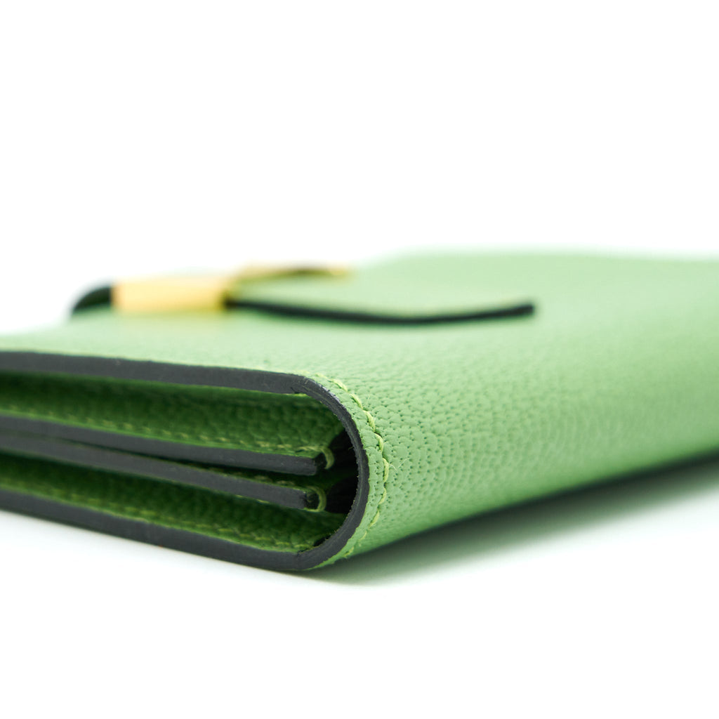 HERMES BEARN CARD HOLDER VERT CRIQUET GHW