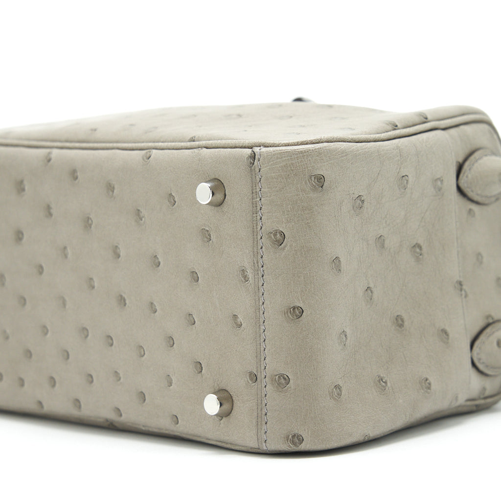 HERMES MINI LINDY OSTRICH 81 GRIS TOURTERELLE SHW