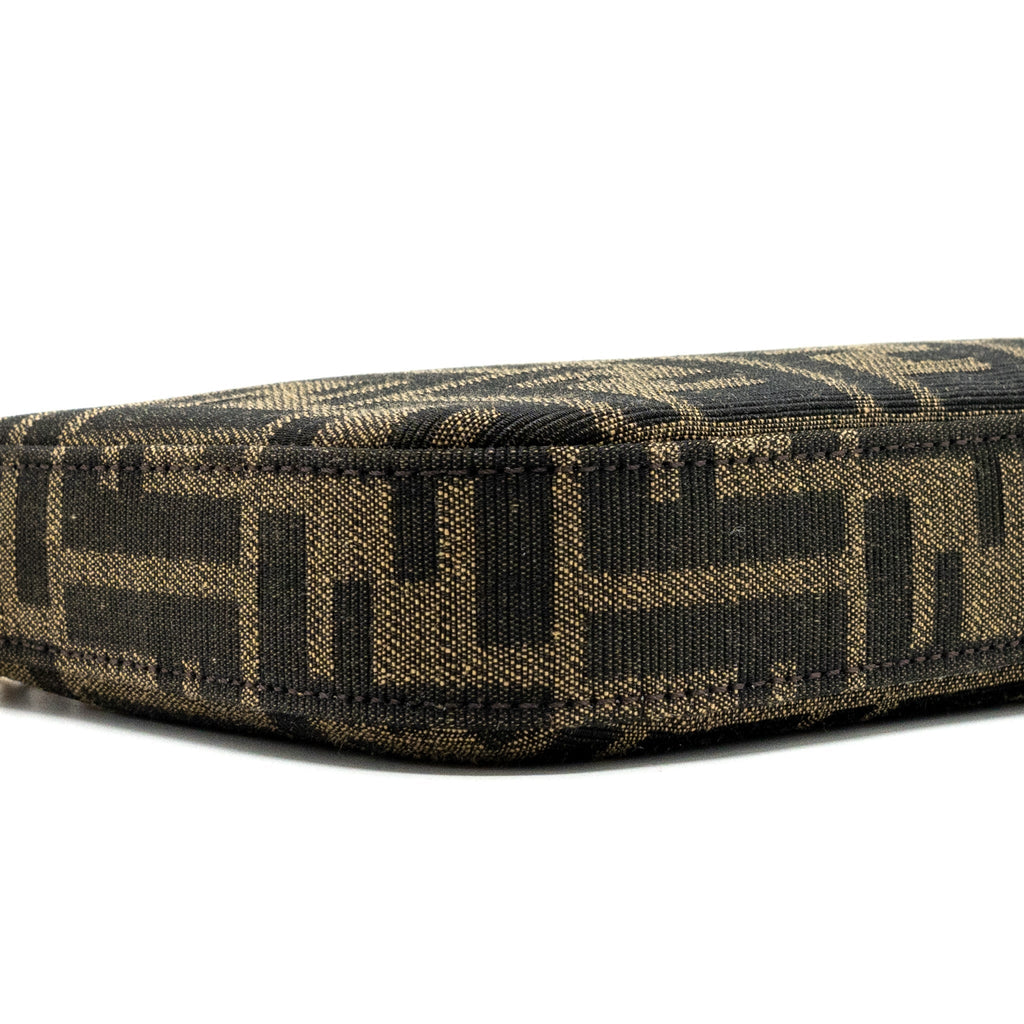 FENDI BAGUETTE POUCH BROWN JACQUARD FF FABRIC GHW