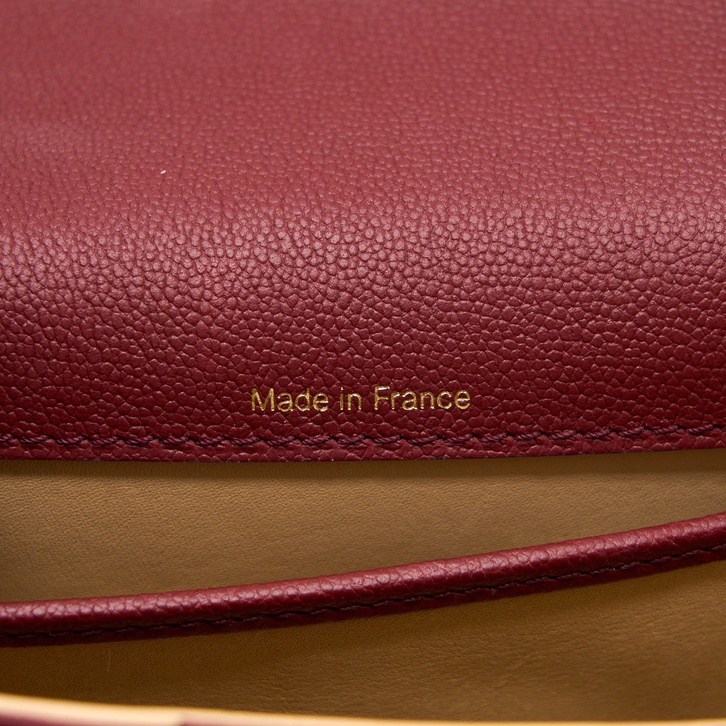 DELVAUX MINI BRILLIANT BAG GRAINED CALFSKIN BURGUNDY GHW