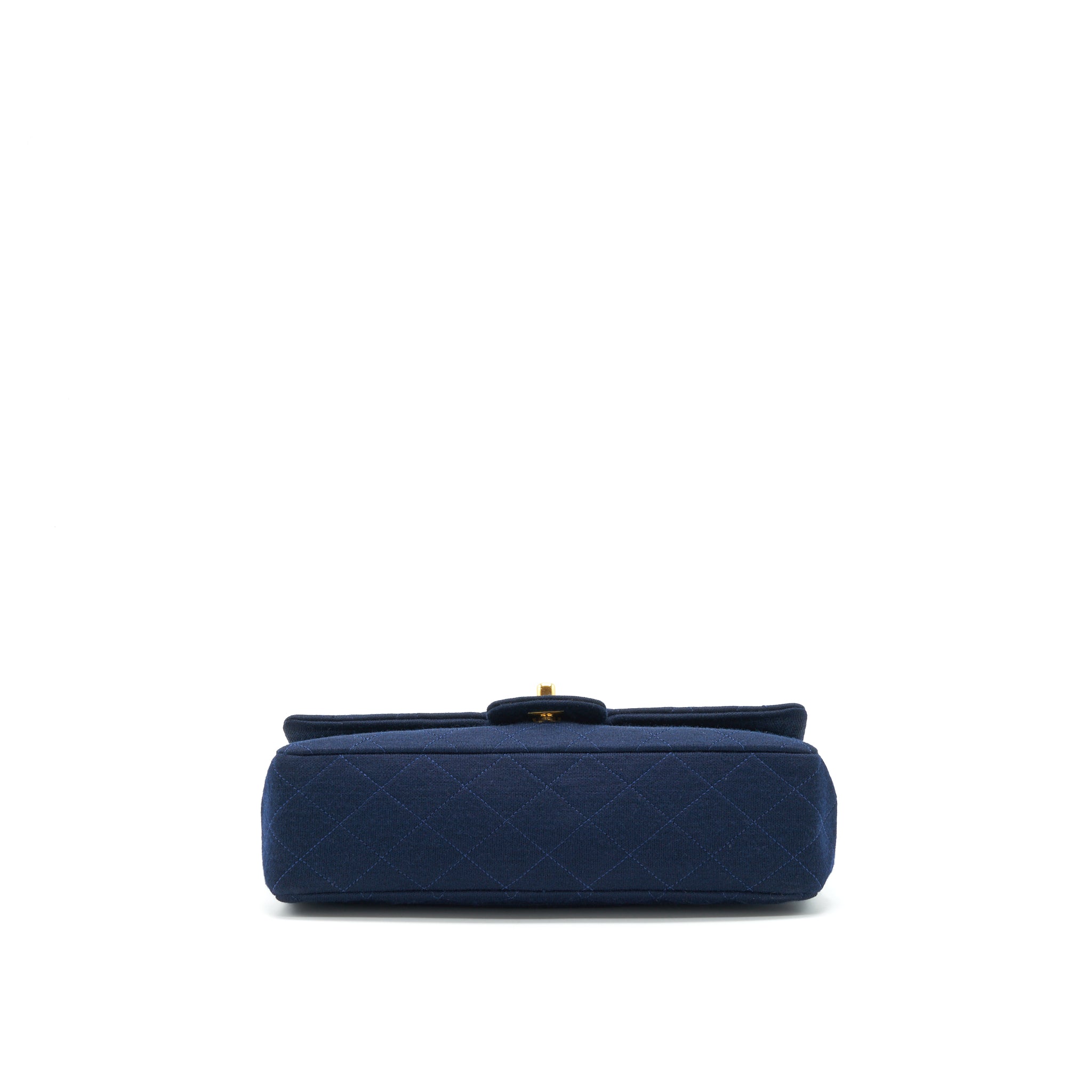 CHANEL VINTAGE MEDIUM CLASSIC DOUBLE FLAP BAG FABRIC NAVY GHW