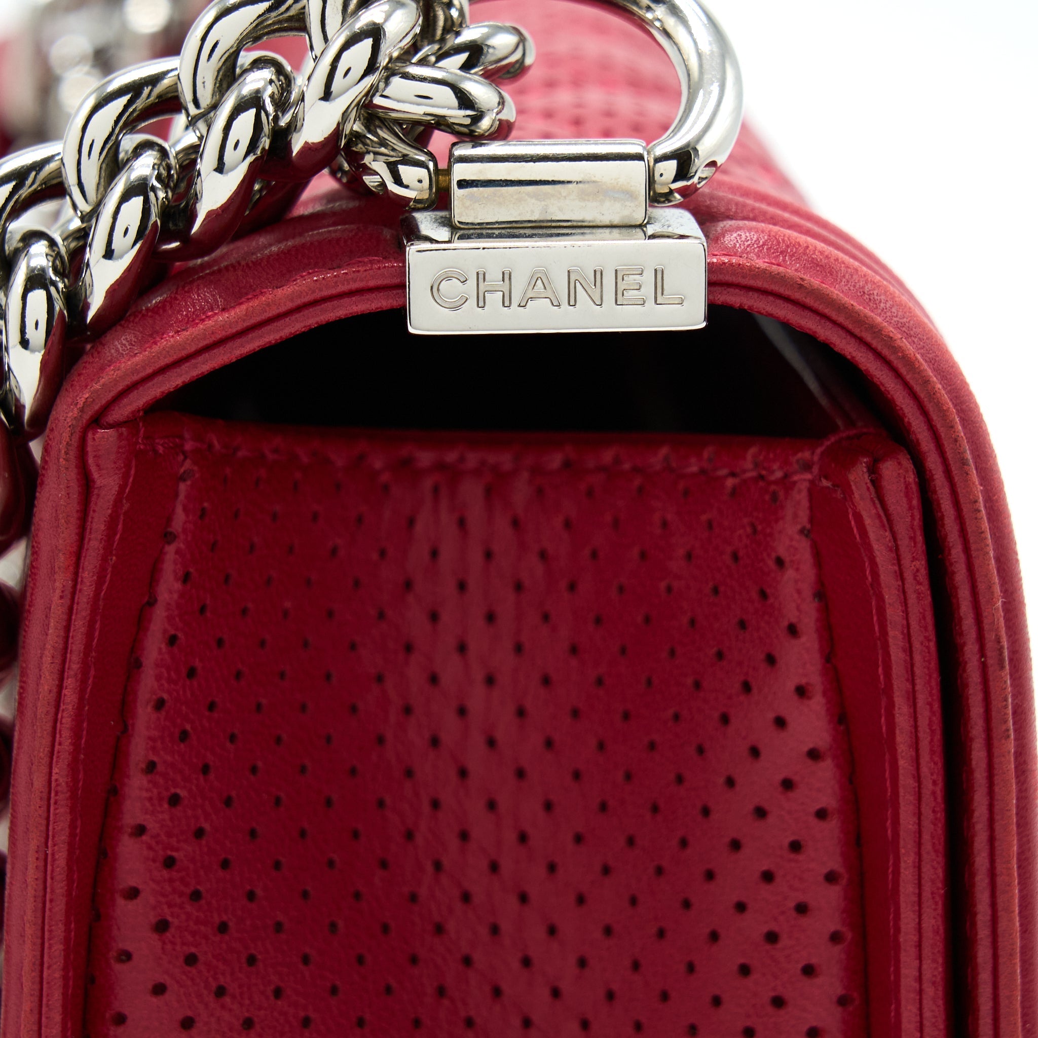CHANEL MEDIUM BOY BAG LAMBSKIN RED SHW