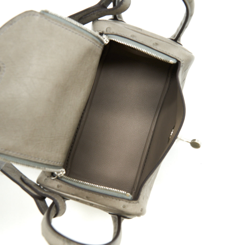 HERMES MINI LINDY OSTRICH 81 GRIS TOURTERELLE SHW
