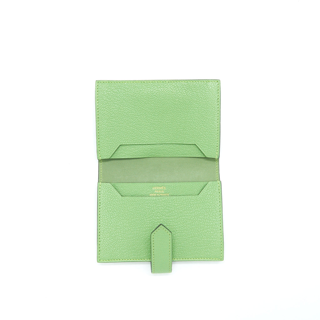 HERMES BEARN CARD HOLDER VERT CRIQUET GHW