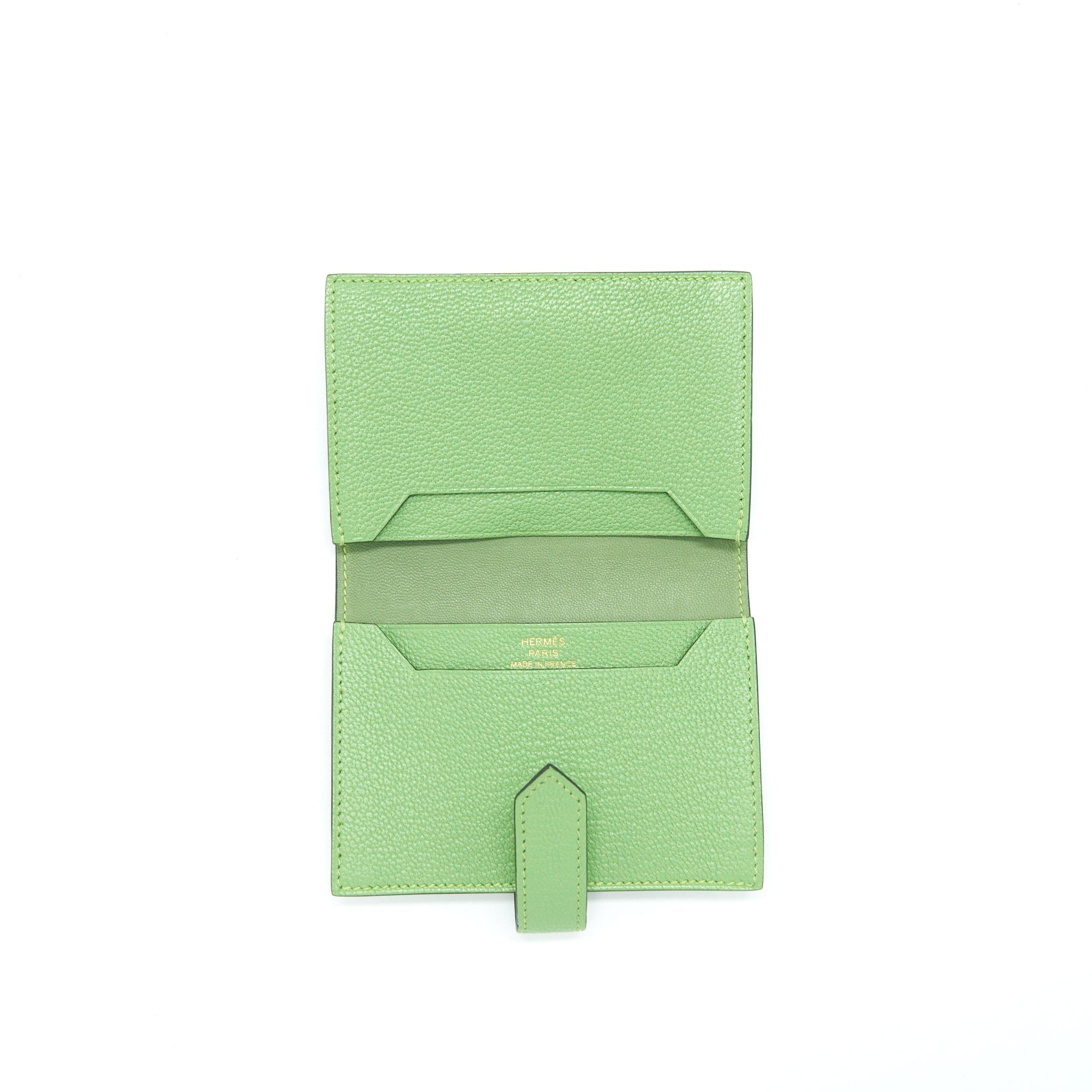 HERMES BEARN CARD HOLDER VERT CRIQUET GHW