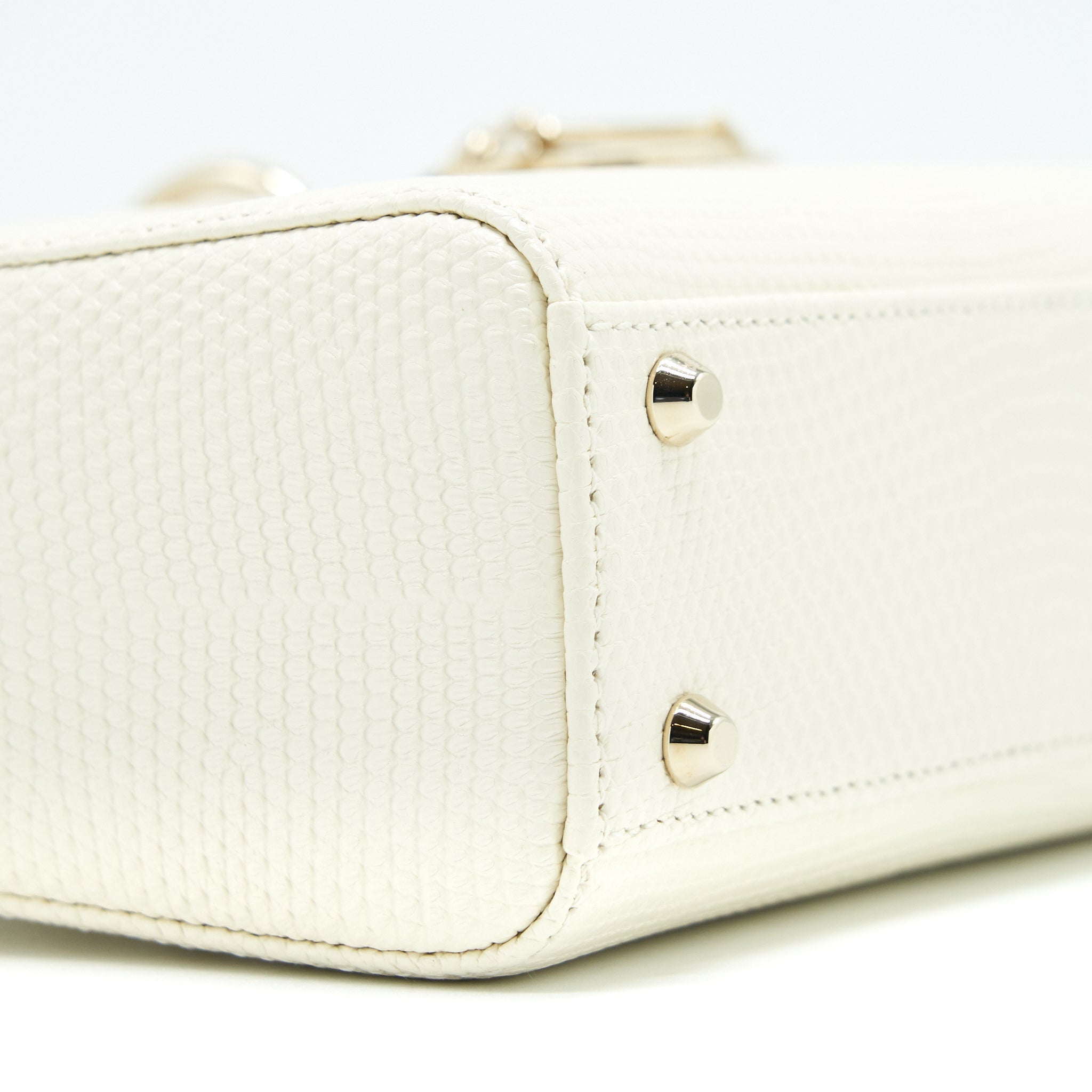 DIOR LIZARD MINI LADY DIOR BAG WHITE LGHW