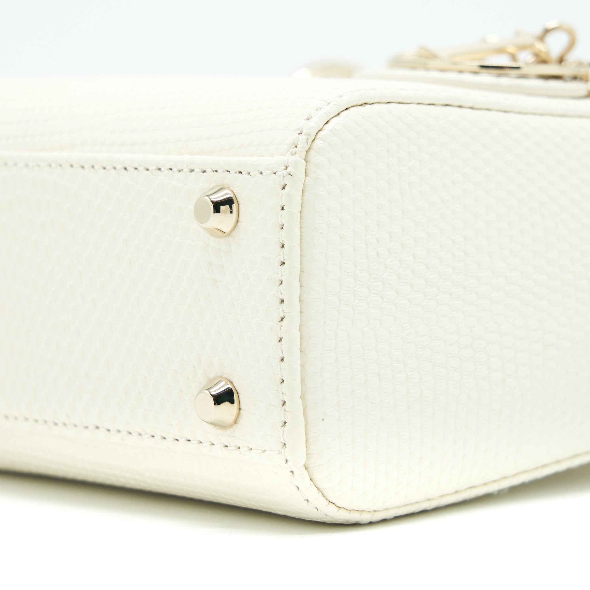 DIOR LIZARD MINI LADY DIOR BAG WHITE LGHW