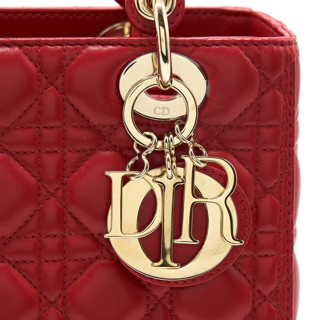 DIOR MEDIUM LADY DIOR LAMBSKIN RED GHW