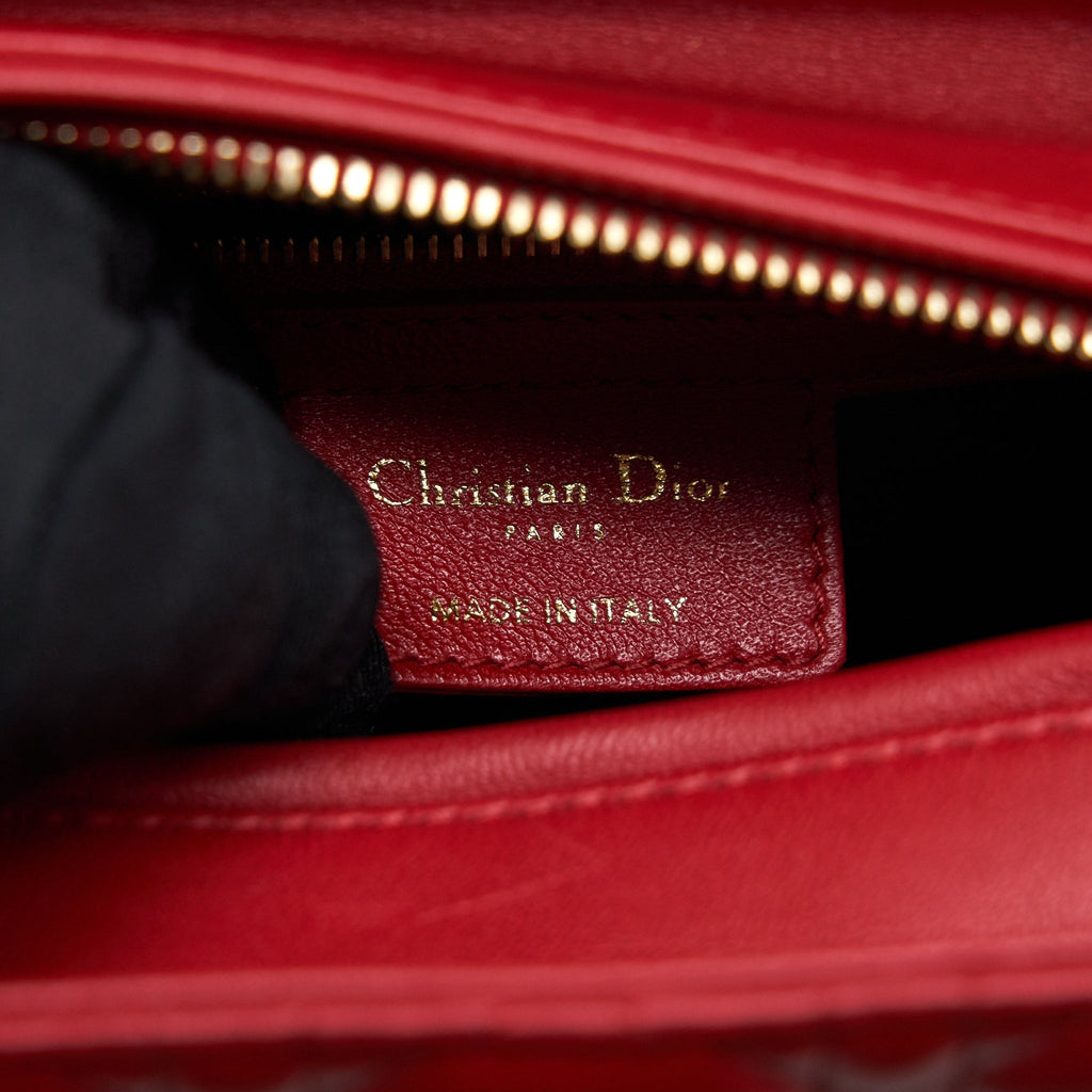 DIOR MEDIUM LADY DIOR LAMBSKIN RED GHW