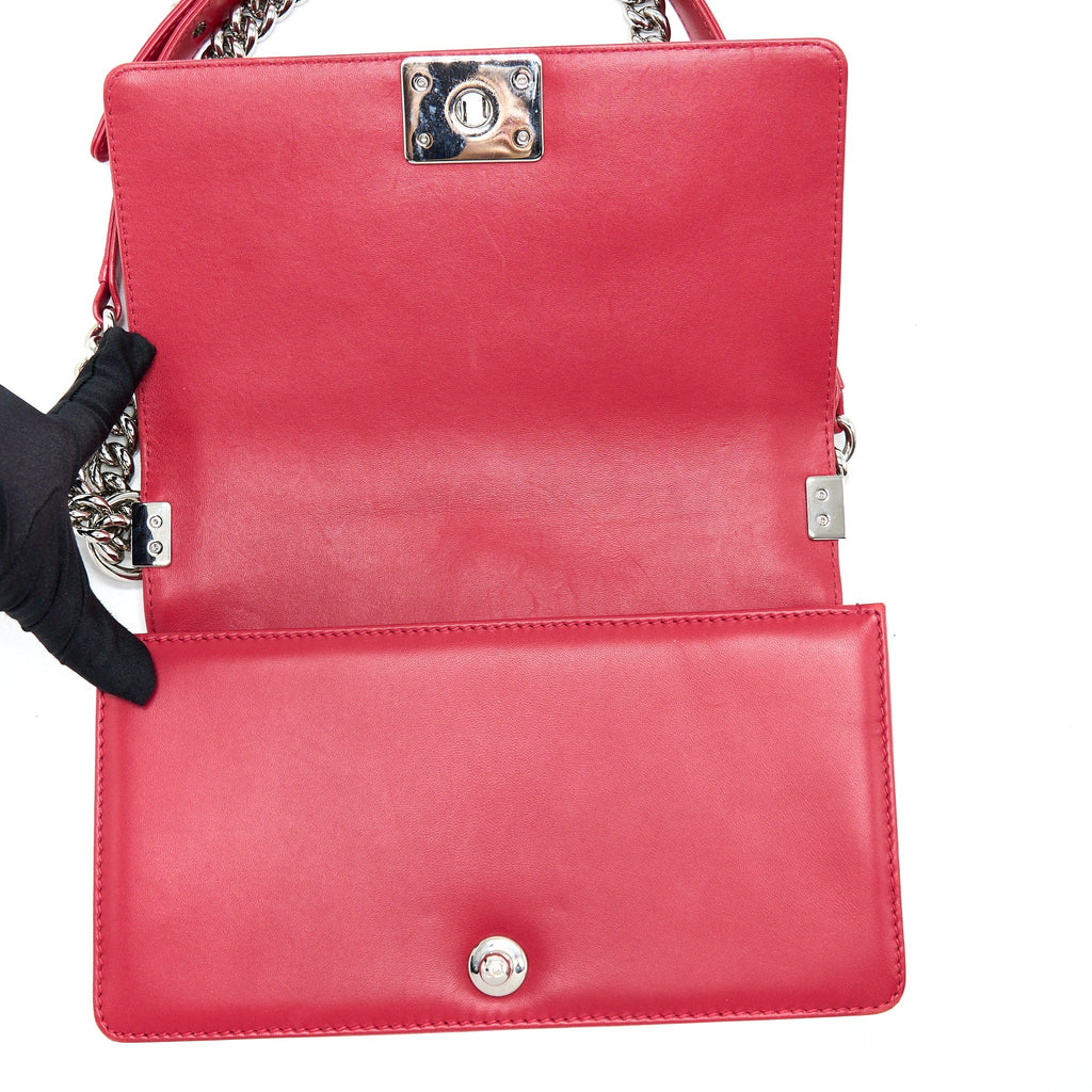 CHANEL MEDIUM BOY BAG LAMBSKIN RED SHW