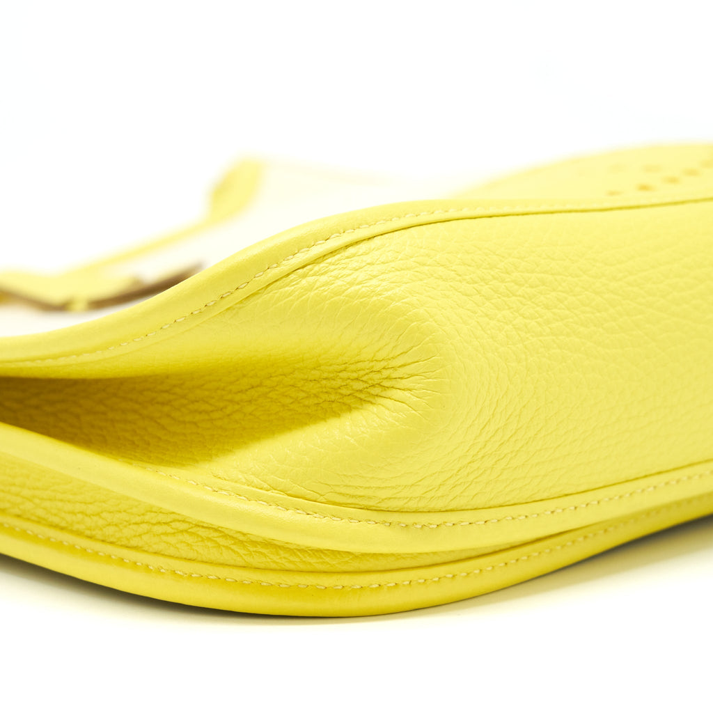 HERMES EVELYNE 29 CANVAS AND LEATHER ECRU / CITRON / LIME