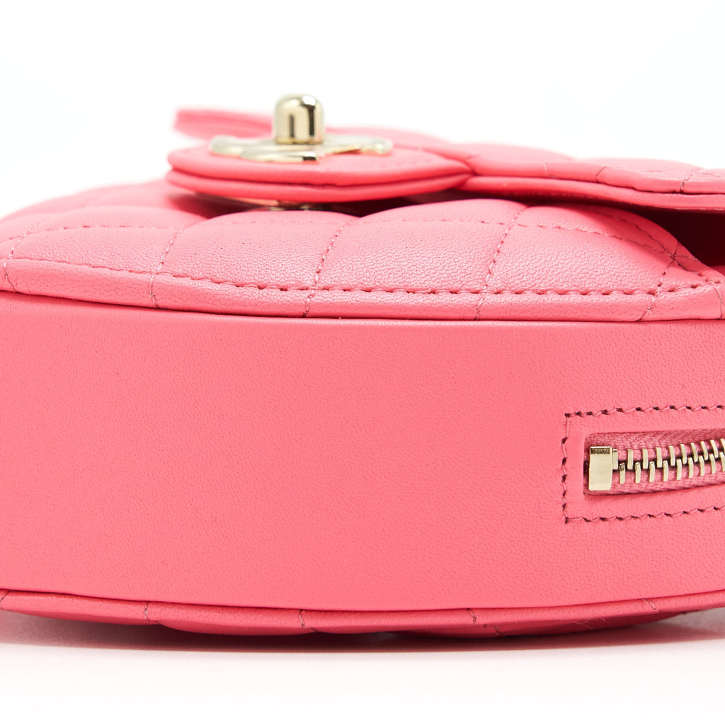 CHANEL 22S SMALL HEART BAG LAMBSKIN PINK LGHW
