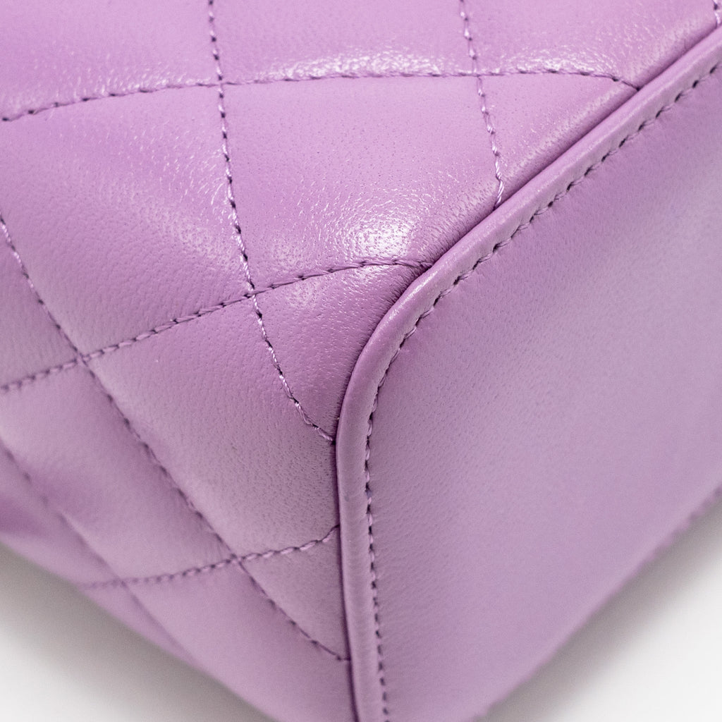 CHANEL PEARL CRUSH MINI VANITY WITH CHAIN LAMBSKIN PURPLE GHW