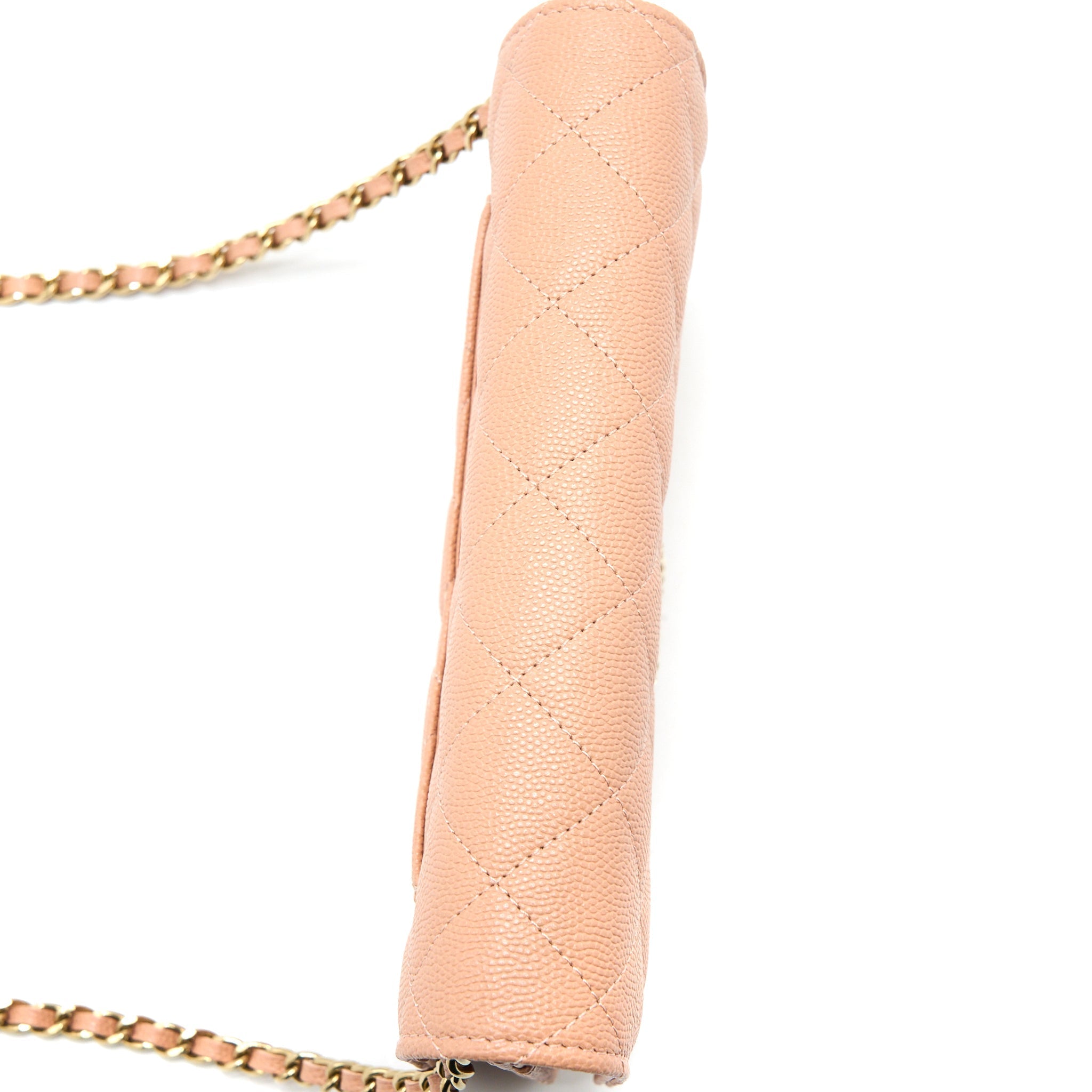 CHANEL GIANT CC LOGO WALLET ON CHAIN CAVIAR DARK PINK LGHW (MICROCHIP)