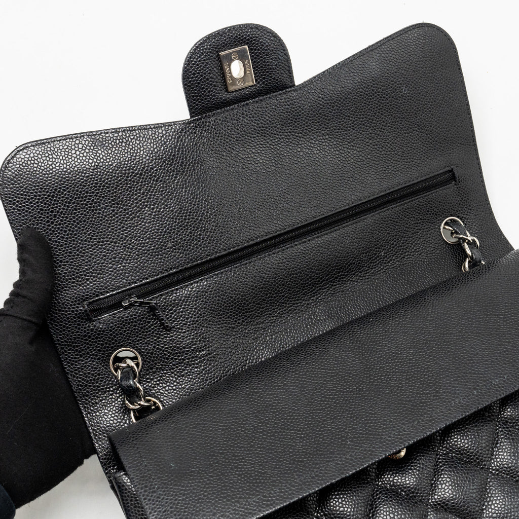 CHANEL JUMBO CLASSIC DOUBLE FLAP BAG CAVIAR BLACK SHW