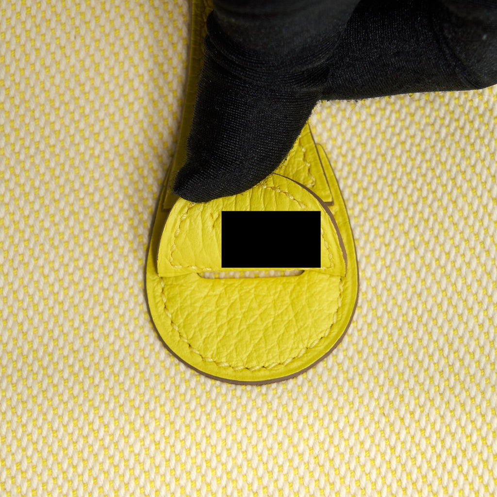 HERMES EVELYNE 29 CANVAS AND LEATHER ECRU / CITRON / LIME