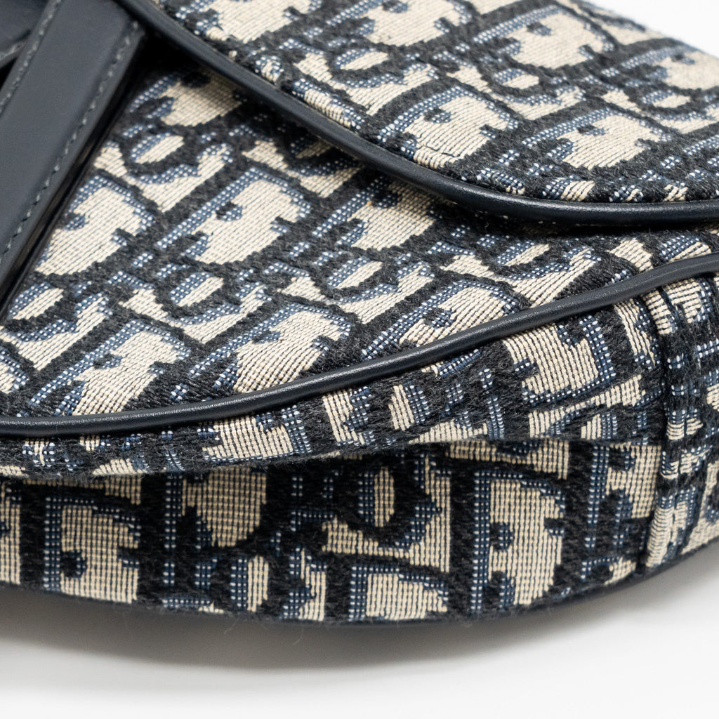 DIOR MEDIUM SADDLE BAG BLUE DIOR OBLIQUE JACQUARD CANVAS/CALFSKIN GHW