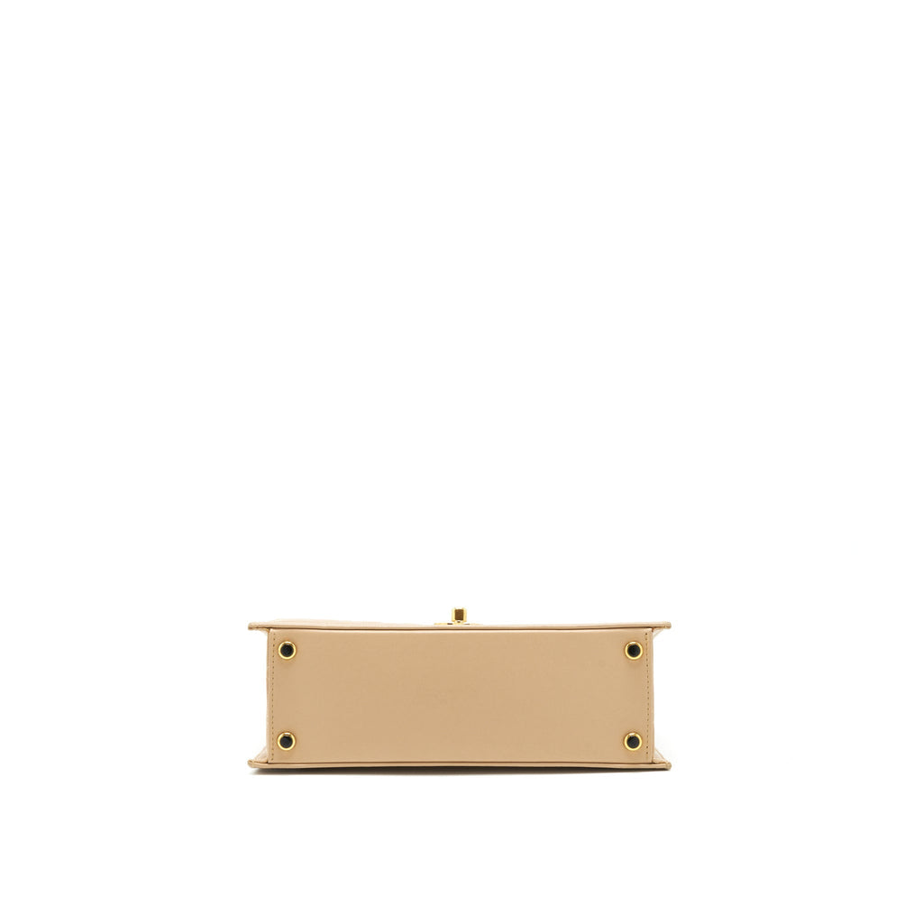 CHANEL VINTAGE SINGLE FLAP BAG CROSS BODY LAMBSKIN BEIGE GHW