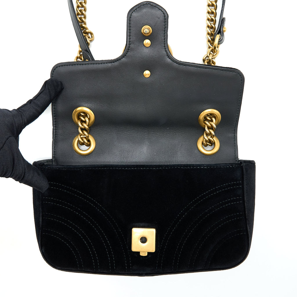 GUCCI MINI MARMONT VELVET BLACK GHW