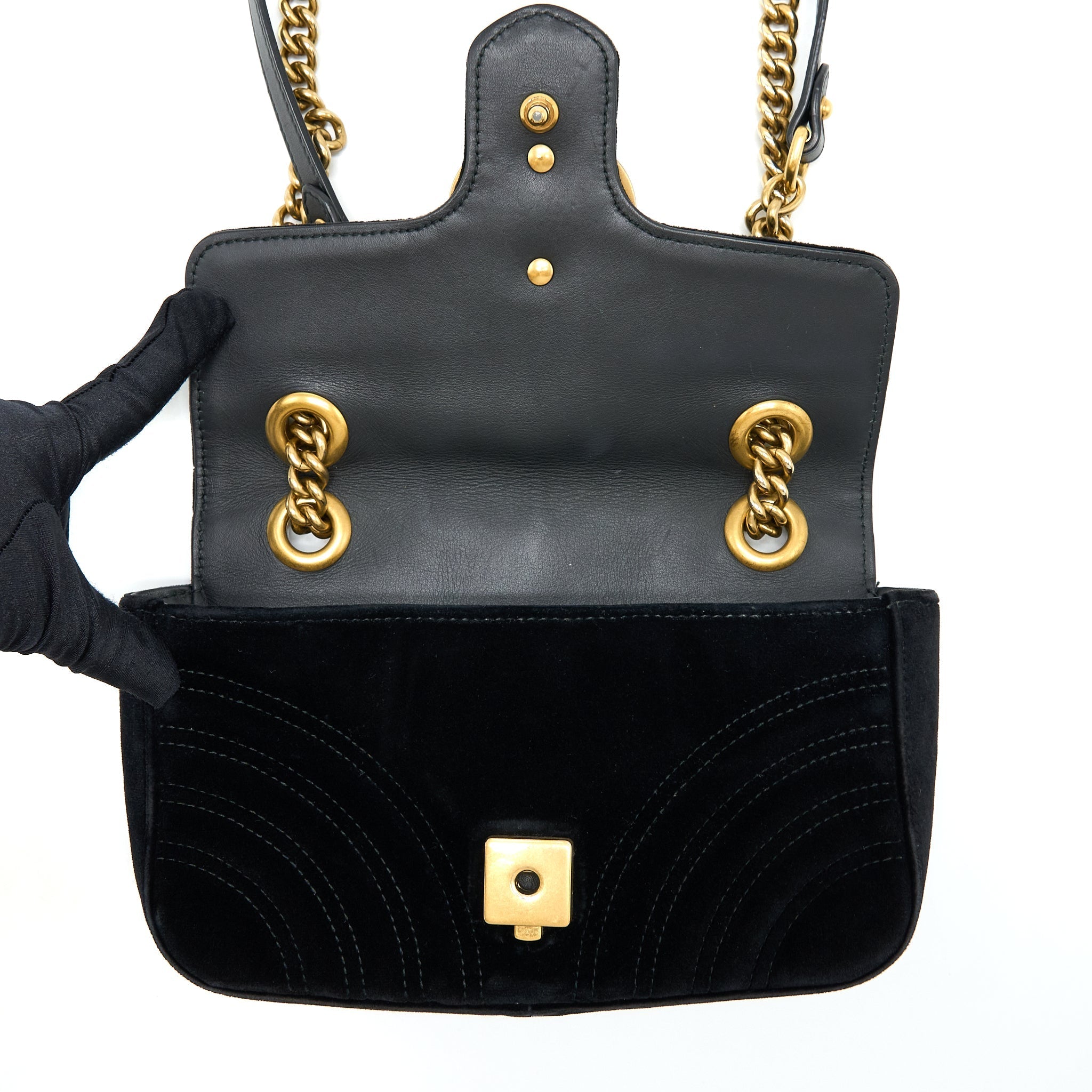 GUCCI MINI MARMONT VELVET BLACK GHW