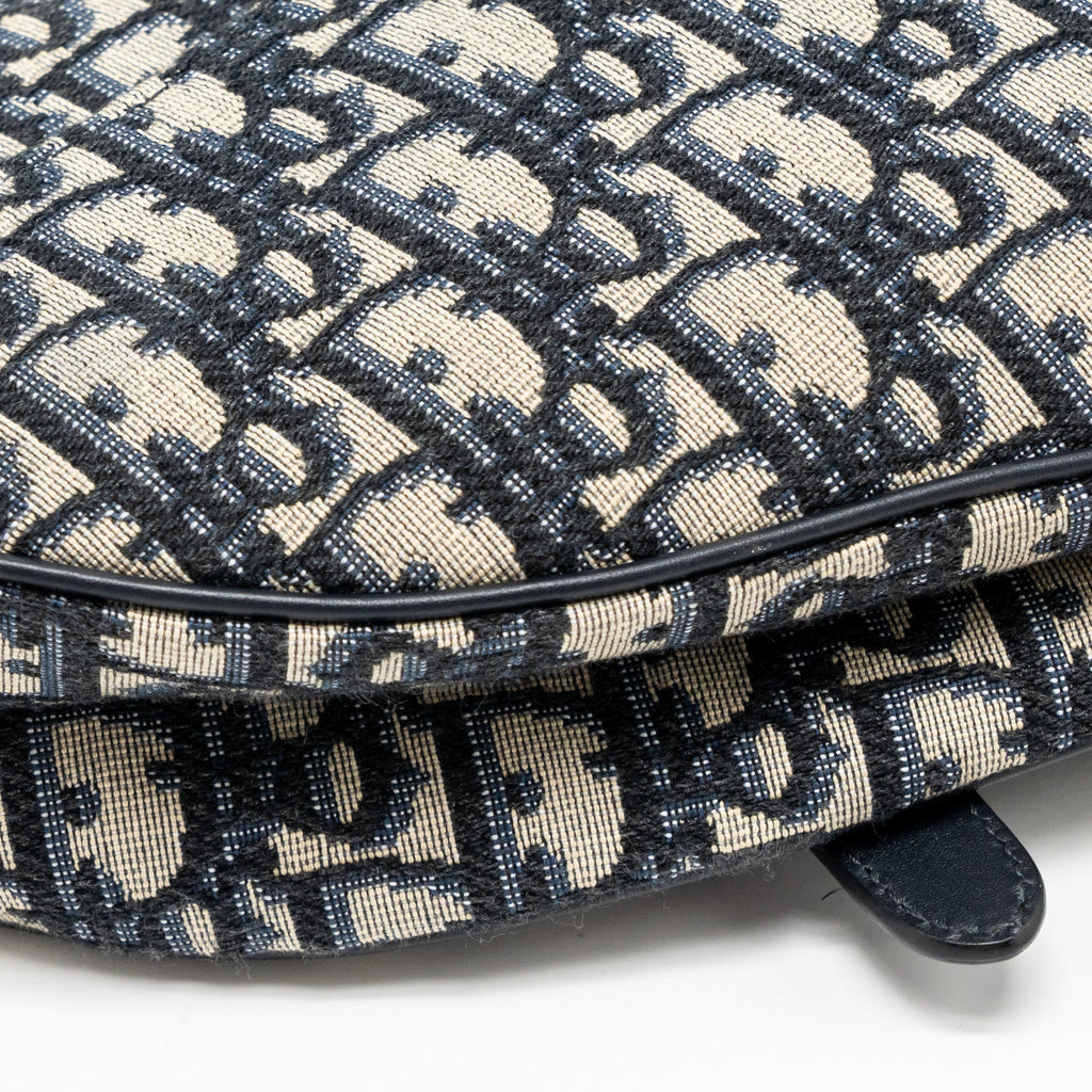 DIOR MEDIUM SADDLE BAG BLUE DIOR OBLIQUE JACQUARD CANVAS/CALFSKIN GHW