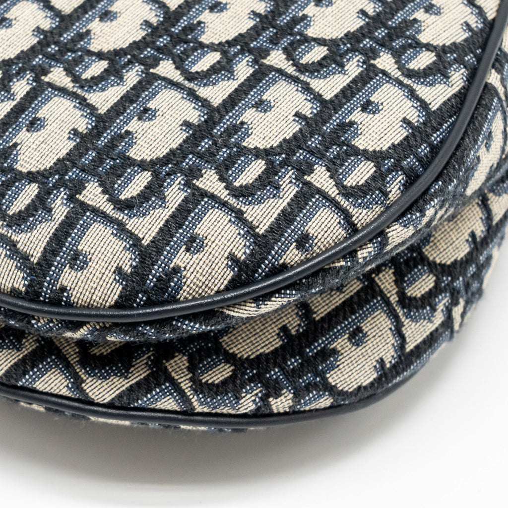 DIOR MEDIUM SADDLE BAG BLUE DIOR OBLIQUE JACQUARD CANVAS/CALFSKIN GHW