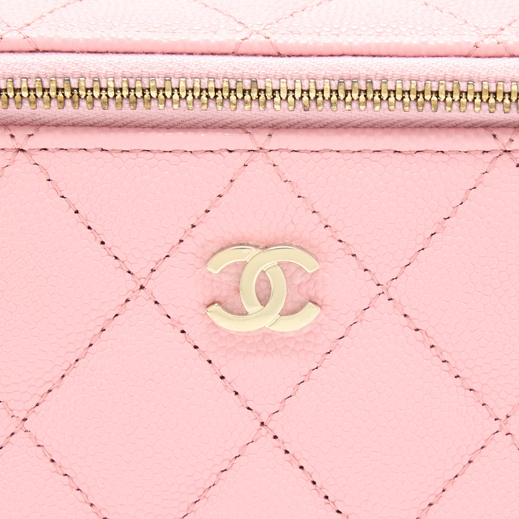 CHANEL 22C LONG VANITY WITH CHAIN CAVIAR PINK LGHW