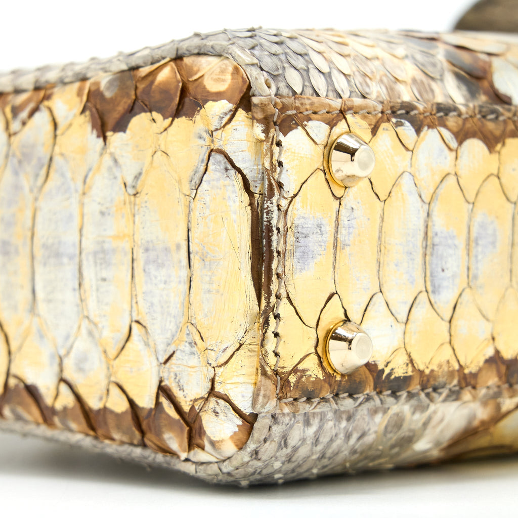 DIOR MINI LADY DIOR PYTHON GOLD/BEIGE LGHW