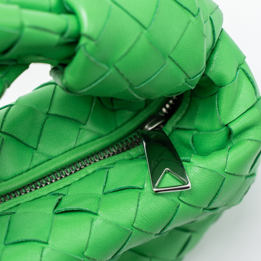 BOTTEGA VENETA MINI JODIE LAMBSKIN GREEN SHW