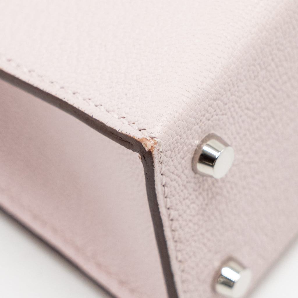 HERMES MINI KELLY II SPECIAL ORDER CHEVRE MYSORE LEATHER MAUVE PALE / GOLD SHW