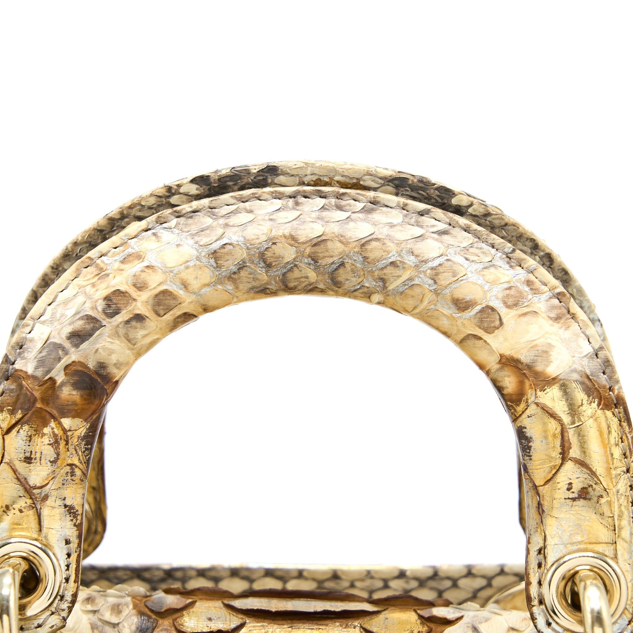DIOR MINI LADY DIOR PYTHON GOLD/BEIGE LGHW