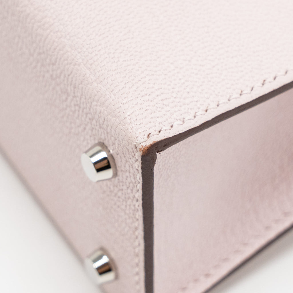 HERMES MINI KELLY II SPECIAL ORDER CHEVRE MYSORE LEATHER MAUVE PALE / GOLD SHW