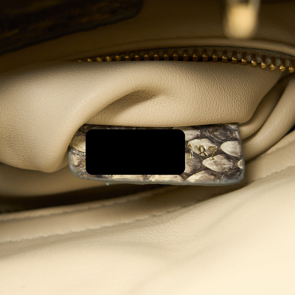 DIOR MINI LADY DIOR PYTHON GOLD/BEIGE LGHW