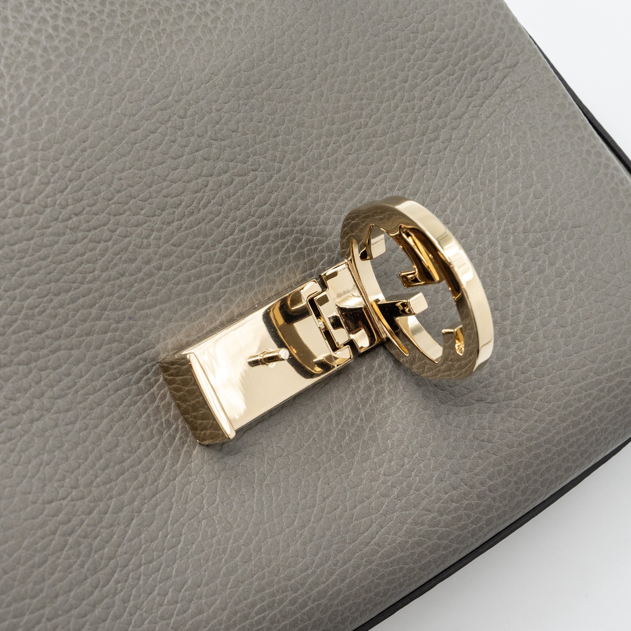GUCCI TOP HANDLE MESSANGER BAG CALFSKIN GREY LGHW