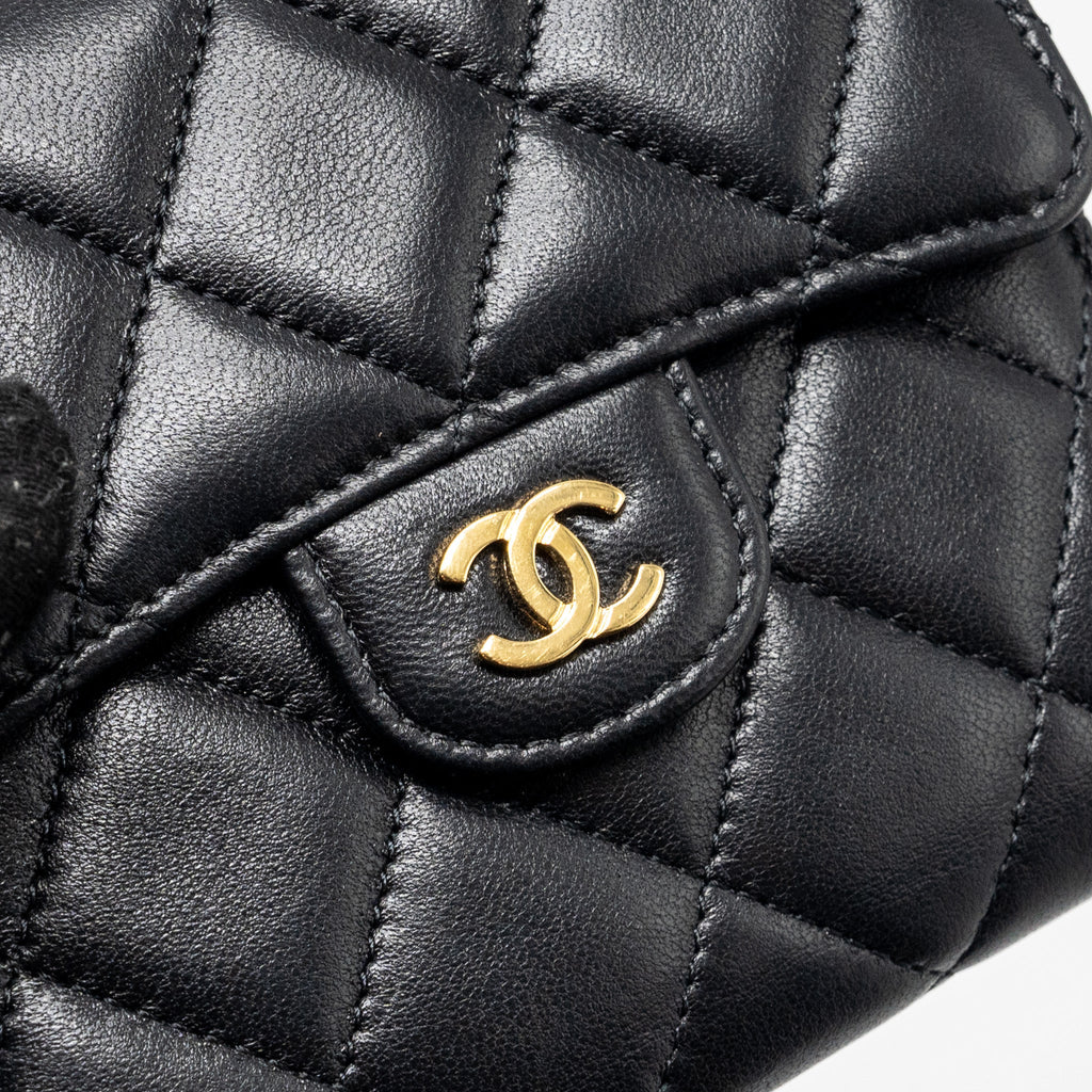 CHANEL CLASSIC COMPACT WALLET LAMBSKIN BLACK GHW