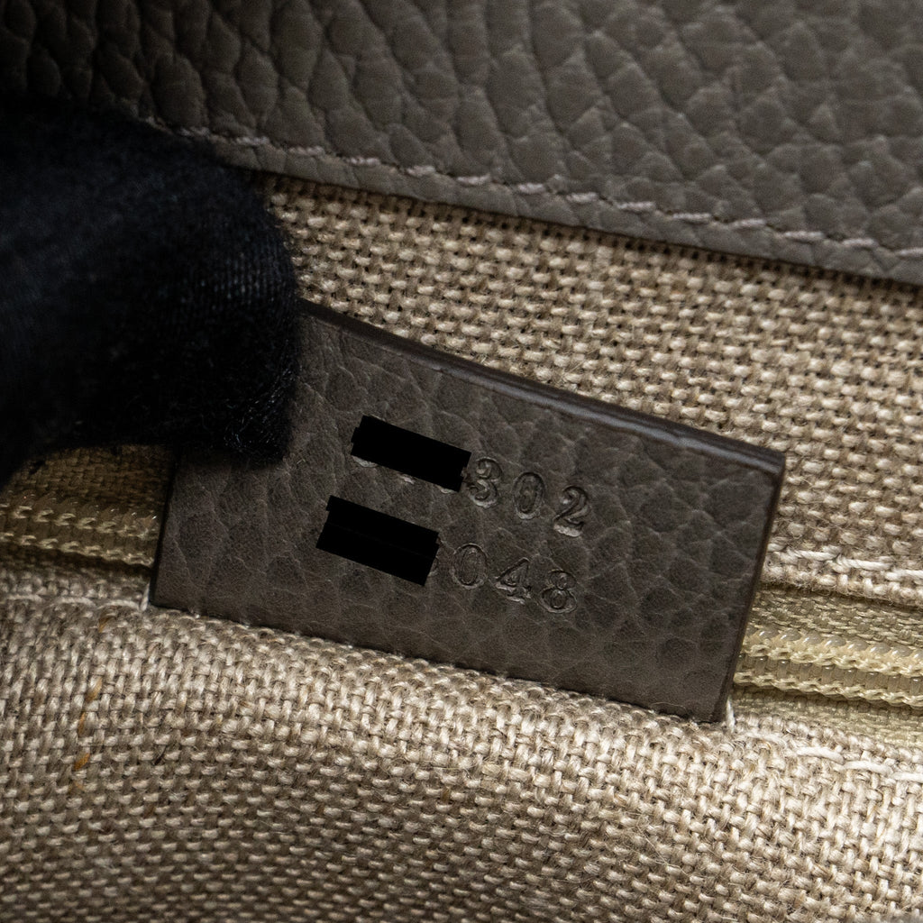 GUCCI TOP HANDLE MESSANGER BAG CALFSKIN GREY LGHW