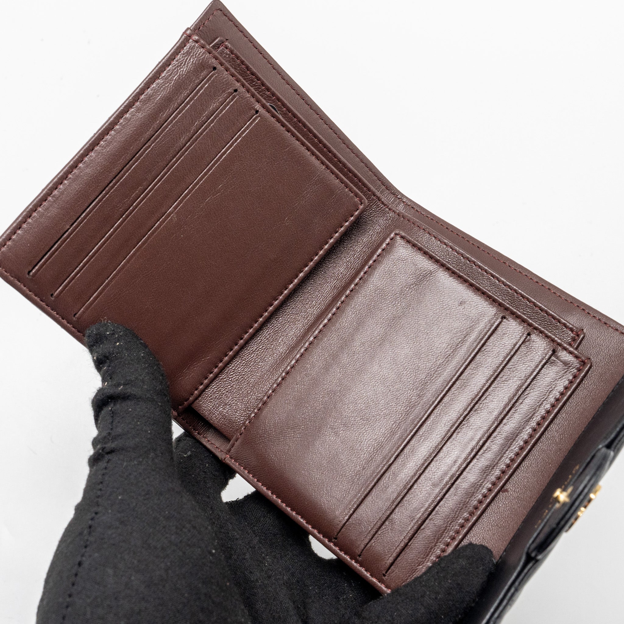 CHANEL CLASSIC COMPACT WALLET LAMBSKIN BLACK GHW