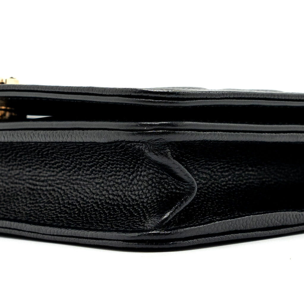 CHANEL BOY WALLET ON CHAIN CAVIAR BLACK LGHW (MICROCHIP)