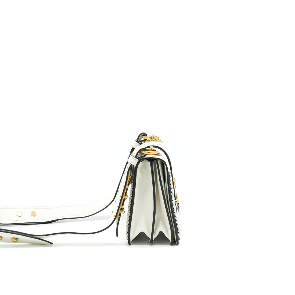 PRADA CITY CALF RAFFIA SAFFIANO CAHIER BAG WHITE