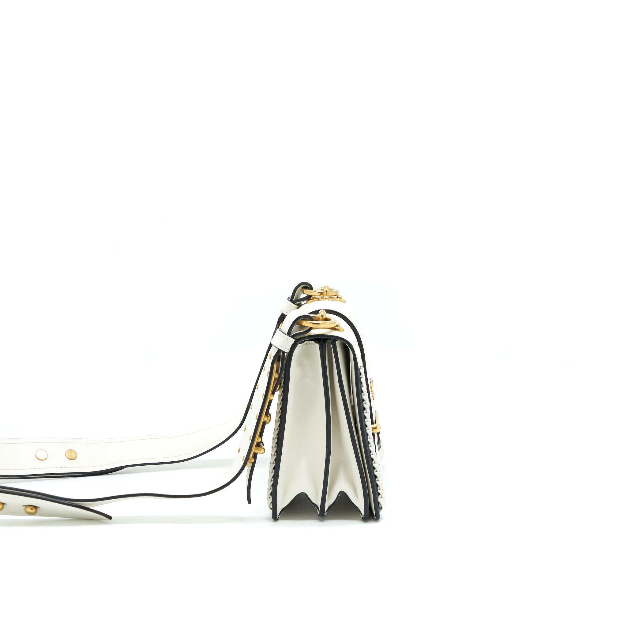 PRADA CITY CALF RAFFIA SAFFIANO CAHIER BAG WHITE