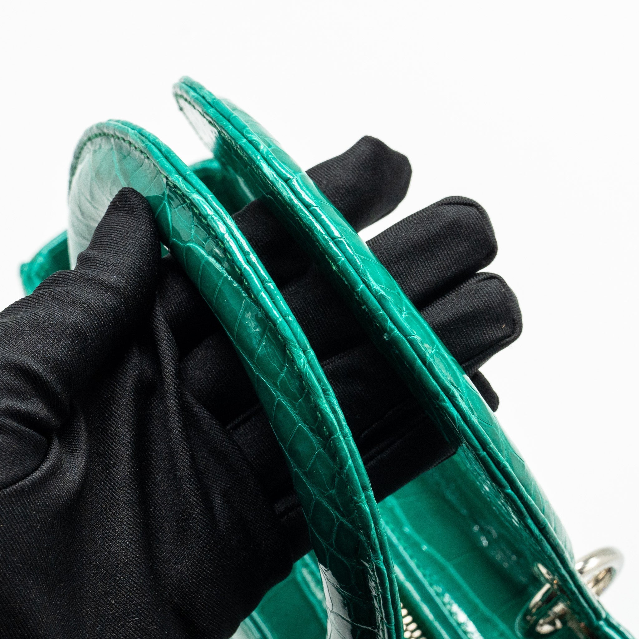 DIOR MEDIUM LADY DIOR CROCODILE GREEN SHW WITH CRYSTAL